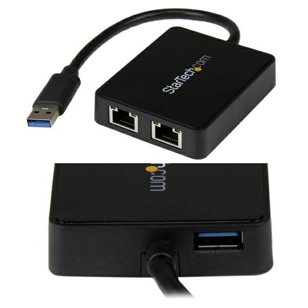StarTech.com USB有線LANアダプター/デュアルポート/USB-A接続/USB 3.0/10/100/1000Mbps/1x USB-A/各種OS/ブラック/ギガビットイーサネット/ノートパソコン用 RJ45 ネットワーク 変換 コンバーター USB32000SPT
