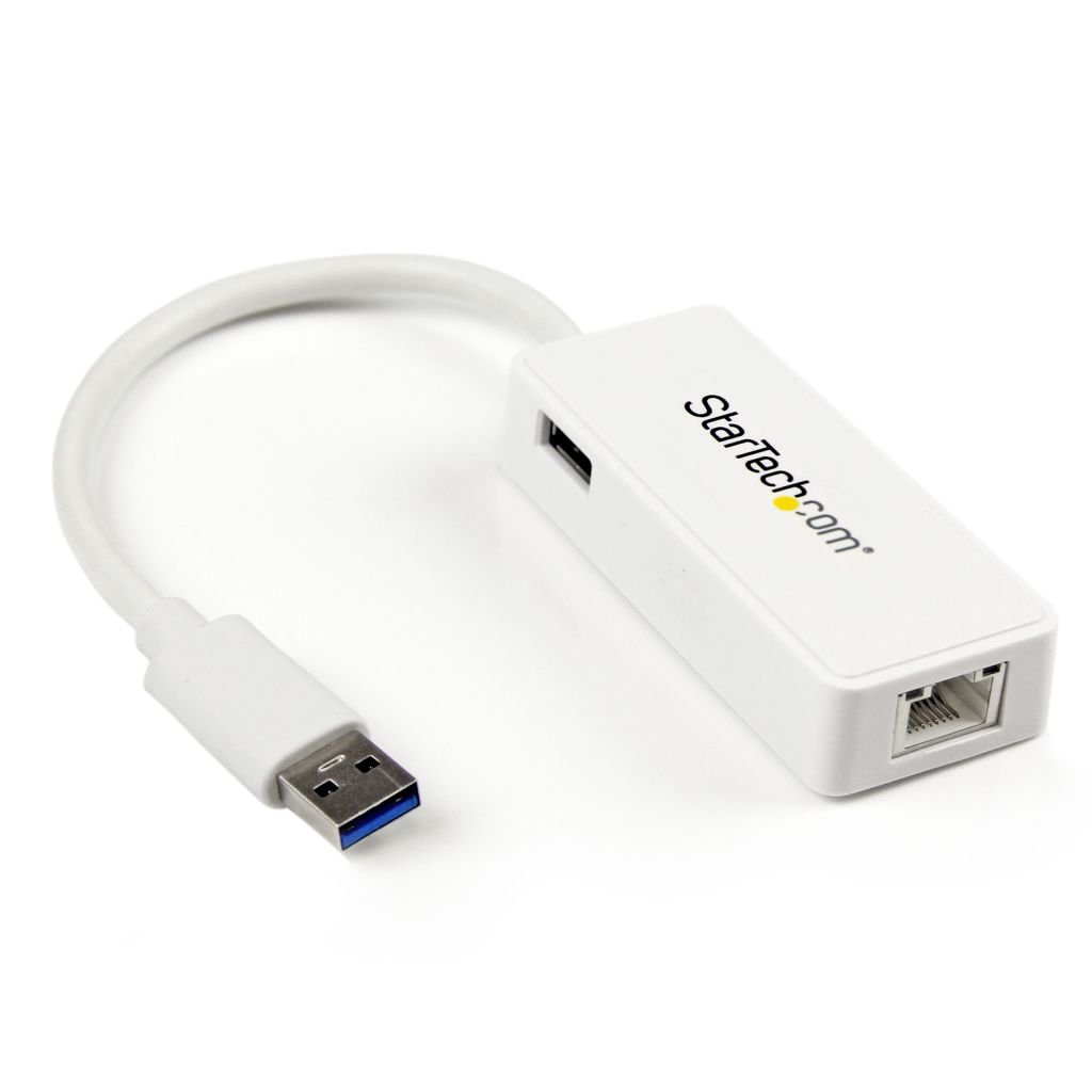 StarTech.com USB 3.0-ギガビットイーサネット有線式LANアダプタ(USBポート x1付き) ホワイト 10/100/1000Mbps NICネットワークアダプタ USB 3.0 (オス)-RJ45 (メス) USB31000SPTW