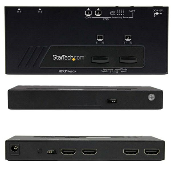 Rakuten - StarTech.com 2入力2出力HDMIマトリックススイッチャー切替分配器 2x2 HDMIビデオセレクタースプリッター 1080p 自動/優先切替機能付き VS222HDQ