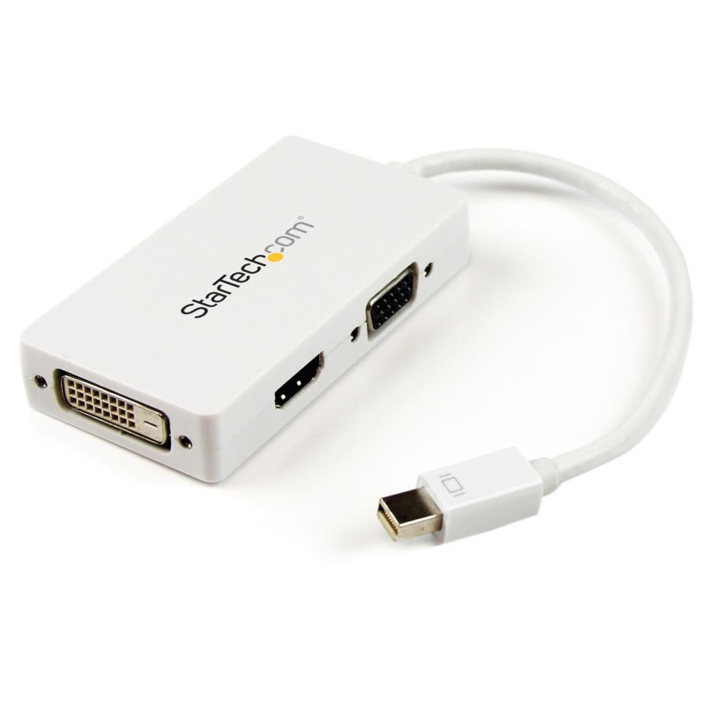 StarTech.com Mini DisplayPort接続トラベルA/Vアダプタ 3イン1 ミニディスプレイポートMini DP - VGA/ DVI/ HDMI変換アダプタ 1920x1200/ 1080p ホワイト MDP2VGDVHDW