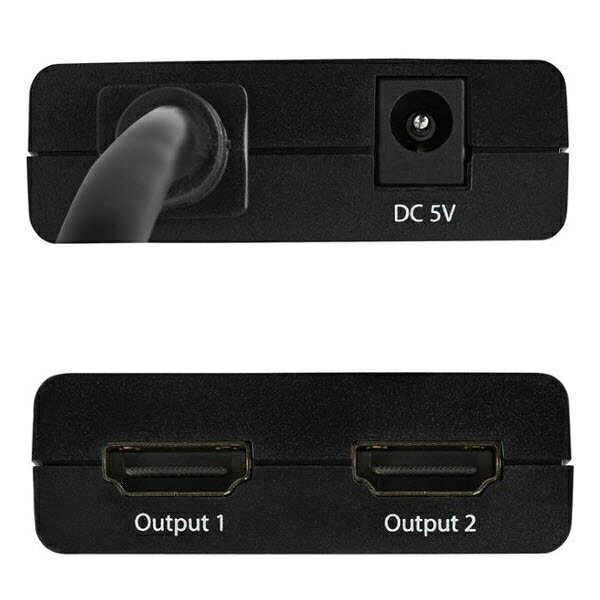 商品説明4K対応2ポートビデオスプリッタ。1080pHDの4倍という卓越した4K超HD画質に対応し、4Kビデオソースを2台のHDMIディスプレイに表示します。 HDMIの旧バージョンとも下位互換性があり、コンピュータ、Blu-rayプレーヤ、ケーブルテレビ、セットトップボックスなど、1080p/720pビデオ解像度デバイスにも対応します。現在4Kビデオ対応が不要な場合でも、既存のデバイスで本スプリッタを使用し、将来的に最新のディスプレイ技術を活用することができます。また、本製品は3Dに対応しており、アクティブ/パッシブ3Dディスプレイの3D立体ビデオソースで使用することができます。 このHDMIスプリッタは、必要に応じて同梱のUSBケーブルまたは電源アダプタで給電できるため、セットアップが簡単です。また、本体にはHDMIソースケーブルがついており、直接HDMIソースに接続できるため、外部ケーブルを追加するコストがかかりません。 StarTech.com では、本製品に2年間保証と無期限無料技術サポートを提供しています。ITEM INFORMATION製品タイプ分配器仕様■コネクタA: HDMI(19ピン) ■コネクタB: HDMI(19ピン) ■オーディオ: あり ■ポート: 2 ■出力信号: HDMI ■業界標準: HDMI 1.4 ■工場出荷時(パッケージ)重量: 0.3 kg ■オーディオ仕様: 7.1サラウンドサウンド ■ワイド画面サポート: あり ■対応解像度: 3840x2160 (4K)、2560x1600、1920x1200、1920x1080 (1080p)、1280x720 (720p) ■最大デジタル解像度: 4K(30 Hz) ■色: ブラック ■製品幅: 53 mm ■製品重量: 235 g ■製品長さ: 615 mm ■製品高さ: 18 mm ■パッケージ内容: HDMIスプリッタ、USB電源ケーブル、ユニバーサル電源アダプタ(北米/EU/英国/オーストラリア)、取扱説明書 ■入力電圧: 100 〜 240 AC ■入力電流: 0.5 A ■出力電圧: 5 DC ■出力電流: 2 A ■電源: ACアダプタ同梱VCCI対象外RoHS指令RoHS2電気用品安全法(PSE)適合J-Moss対象外電気用品安全法(PSE) 対象製品ACアダプタ