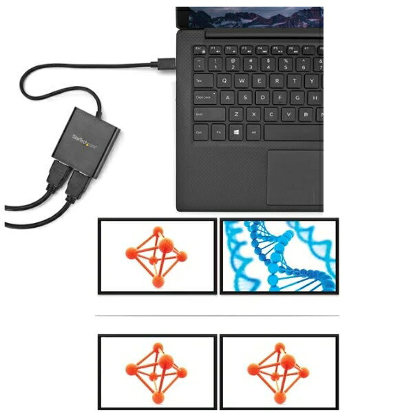 StarTech.com USB-C-2x HDMI 変換アダプター/4K30Hz/デュアルモニター/30cm一体型ケーブル/Windowsのみ..
