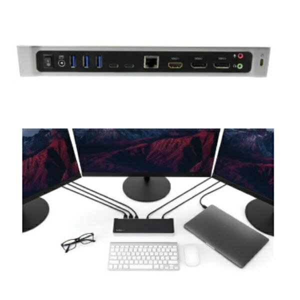 StarTech.com ドッキングステーション/USB-C(USB 3.1 Gen 1)接続/トリプルモニター/4K HDMI DisplayPort/60W USB PD/4x USB-A 1x USB-C/ギガビット有線LAN/Windows Mac対応/多機能Type-Cハブ DK30CH2DPPD