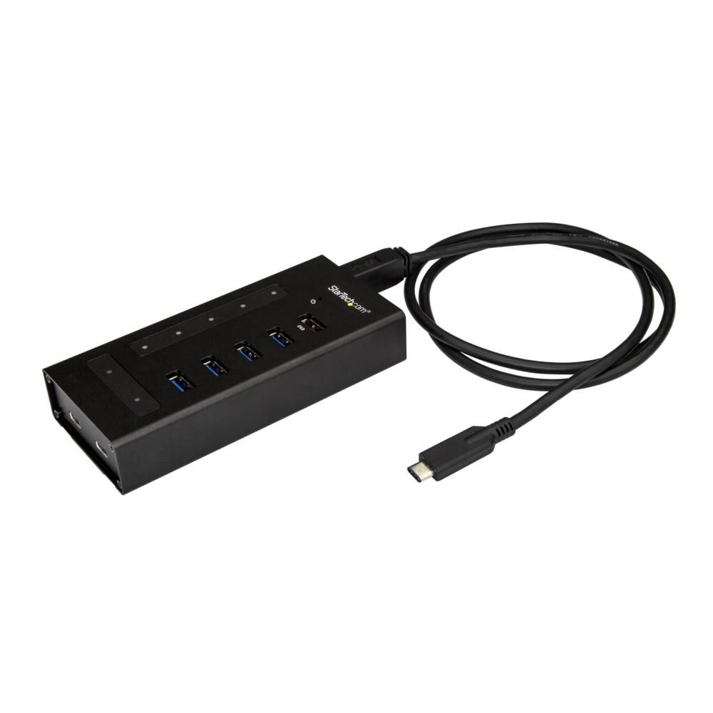 商品説明USB-C対応ハブ。ノート/デスクトップPCのUSB Type-Cを標準USB-Aポート4口、USB-A高速充電ポート1口、USB-Cポート2口に変換します。このハブを中間リピーターとして使用し、USB機器各種を延長することも可能です。多くのデバイスを簡単接続本7ポートハブは、壁面などにマウントして固定、またはデスクに置いて使用する際にポートにアクセスしやすい設計になっています。ポートの間に十分なスペースがとってあり、隣接ポートの機器を抜かなくてもUSBデバイスの挿抜がしやすくなっています。USB 3.0ポートを増やすと、コンピュータにより多くのデバイスを接続して作業効率を高めたり、ポートの数が限られたノートパソコンで外付けデバイスを頻繁に取り替える手間を省くことができます。このハブでは、より新しいUSB-Cデバイスを活用しながら、既存のUSB 3.0デバイスの使用を続けることが可能です。壁面設置またはデスク上で使用このハブは、ノートパソコンまたはデスクトップPCのワークステーションでの使用に適しています。日常的な使用による磨耗に強い丈夫なメタル製の筐体を使用しています。壁面設置用の金具も同梱しており、必要に応じて壁面やデスク面にハブを固定して使用することも可能です。モバイル端末の充電と同期このハブには高速充電ポートがついており、タブレットやスマートフォンをいつでも使える状態に保つことができます。また、充電中に端末にアクセスしたり、同期を行うことも可能です。 USB-A充電ポートはUSBバッテリ充電仕様1.2に準拠しており、最大で2.4Aの電力を供給します。従来的なUSBポートよりも高速でモバイル端末を充電することができます。StarTech.comでは、本製品に2年間保証と無期限無料技術サポートを提供しています。ITEM INFORMATION製品タイプUSB HUB仕様■LEDインジケータ:ハブポート接続、電源 ■コネクタタイプ:USB 3.0 A(急速充電、 9ピン、SuperSpeed)、USB Type-A (9ピン)USB 3.0、USB Type-B (9ピン) USB 3.0、USB Type-C(24ピン)USB 3.0 ■OS互換性:OSに依存せず。ドライバやソフトウェアは不要 ■USB-C デバイスポート:あり ■USB-C ホスト接続:あり ■インターフェース:USB 3.0 ■チップセットID:Realtek - RTS5411 ■バス型:USB 3.0 ■ポート:7 ■業界標準:USBバッテリ充電仕様 バージョン1.2 、USB-A 充電ポートで最大2.4Aの電力を提供、USB 3.0 - USB 1.1/2.0と下位互換性あり ■高速充電ポート:あり ■工場出荷時(パッケージ)重量:200 g ■タイプおよび定格:USB 3.0 - 5 Gbit/s ■最大データ転送速度:5 Gbps ■エンクロージャタイプ:アルミ ■ケーブル長さ:1000 mm ■サイズ:デスクトップ ■色:ブラック ■製品幅:60 mm ■製品重量:135 g ■製品長さ:160 mm ■製品高さ:26 mm ■保存温度:-20°C 〜 50°C ■動作温度:5°C 〜 35°C ■湿度:20〜80% RH ■パッケージ内容:USB-C - USB-B ケーブル、USB-Cハブ、クイックスタート ガイド、ゴム足、ユニバーサルACアダプタ(北米/日本、イギリス、欧州、オーストラリア/ニュージーランド)、取り付けネジ、取り付け金具 ■センターチップのポラリティ:ポジティブ ■プラグタイプ:M ■入力電圧:100 〜 240 AC ■入力電流:1.5 A ■出力電圧:12 DC ■出力電流:3 A ■消費電力:36 W ■電源:ACアダプタ同梱 ■システムおよびケーブル要件:USB Type-C(USB 3.0/ 5 Gbps)ポートが利用可能なこと ■注意:USB Type-Cポートはデータのみに対応しています。 USB 3.0 は別名USB 3.1 Gen 1とも呼ばれています。この接続規格は、最大で5Gbpsのスピードを提供します。 このハブは、DP AltモードとUSB給電(PD)には対応していません。VCCI対象外RoHS指令RoHS2電気用品安全法(PSE)適合J-Moss対象外電気用品安全法(PSE) 対象製品ACアダプタ