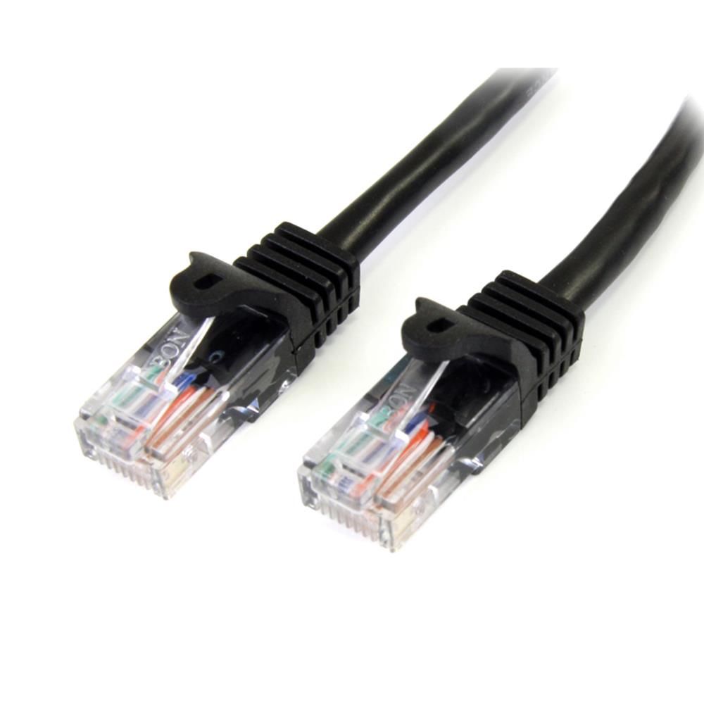 StarTech.com 0.5m カテゴリー5e LANケーブル ブラック RJ45コネクタ(ツメ折れ防止カバー付き) イーサネット対応Cat5e UTPケーブル 45PAT50CMBK