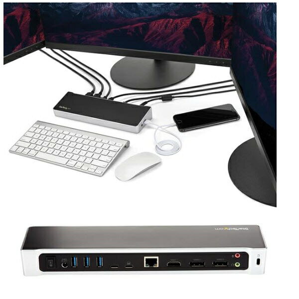 乐天商城 - StarTech.com ドッキングステーション/USB-C(USB 3.1 Gen 1)接続/トリプルモニター/4K HDMI & DisplayPort/100W USB PD/1x USB-C、4x USB-A/ギガビット有線LAN/Windows & Mac対応/多機能Type-Cハブ DK30CH2DEP