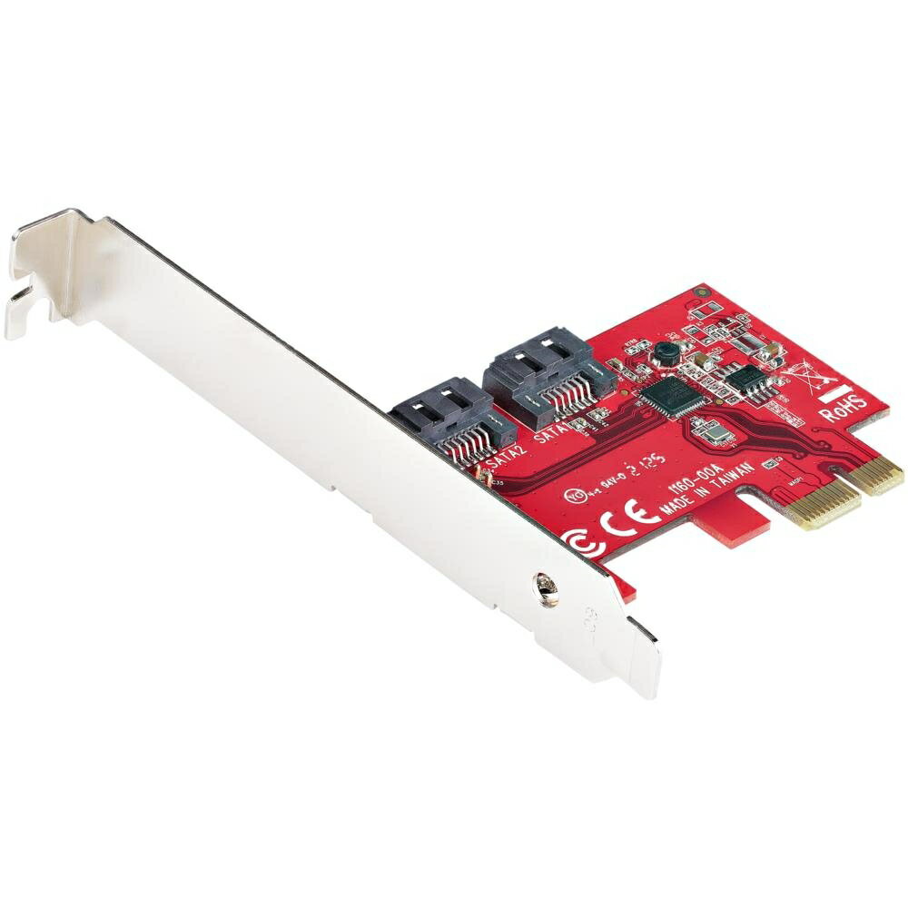 StarTech.com SATA 2ポート増設 PCI Expressインターフェースカード/6Gbps/ロープロファイル & フルサイズPCI対応/PCIe SATA コントローラ/RAIDなし ASM1061チップ搭載/SATA PCIe 拡張ボード 2P6G-PCIE-SATA-CARD