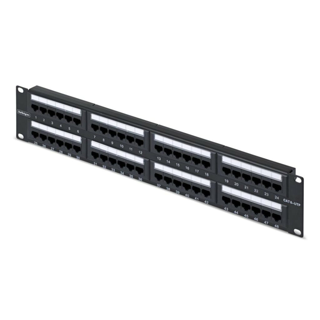 StarTech.com パッチパネル/48ポート/2Uラックマウント/Cat5e Cat6対応/110型パンチダウン対応/イーサネットRJ45コネクター/サーバーラックアクセサリー CPANEL48