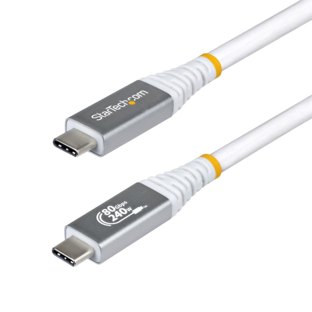 StarTech.com USB4ケーブル/1.5m/80Gbps/USB Type-C to C/240W PD/8K 120Hz/4K 240Hz/DP2.1/USB-IF/Thunderbolt互換/ホワイト/高速充電 データ転送 CC150CM80GUSB4CABLEW 時間指定不可