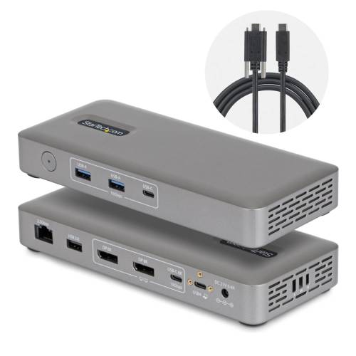 Rakuten - StarTech.com ドッキングステーション/USB-C接続/2画面/シングル8K60Hz デュアル4K144Hz/DisplayPort または DisplayPort+USB-C/100W PD/2.5G LAN/macOS & Windows 208N-USB4-DOCK
