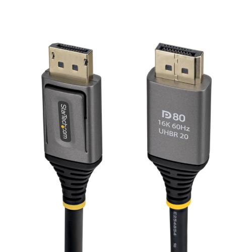 商品説明VESA規格準拠DisplayPort 2.1 DP80ケーブル。8K/4K対応UHD DisplayPortモニターとホストパソコンやMSTハブとの接続に対応します。高帯域ビデオとマルチチャンネルオーディオに対応し、8Kワークステーションや高性能GPU、メディア制作やコンテンツ制作などの用途に対応します。優れた互換性DisplayPort対応デバイス間でのスムーズな動作に対応するVESA規格に準拠したDisplayPort 2.1ケーブルです。DP 2.1に加え、DP 2.0/1.4/1.2との下位互換に対応します。G-SyncおよびFreeSyncに対応し、高性能GPUと対応ディスプレイ間での可変リフレッシュレート(VRR)環境に対応します。耐久性に配慮した設計柔軟なTPE被覆を採用し、±60度で600回の屈曲に対応し、コーナーやデスクの端でもスムーズに配線できます。ストレインリリーフによりケーブルへの負荷を軽減し、ニッケルめっき仕上げのラッチ付きDisplayPortコネクターが不意の抜けを防ぎます。コネクターは1万回以上の挿抜に耐える仕様です。このDP 2.1ケーブルは、アルミニウムマイラー箔と編組シールド構造により、EMI(電磁干渉)を抑制し、安定したオーディオ/ビデオ信号の伝送に対応します。長期的な運用でも信頼性の高いパフォーマンスを維持します。ITEM INFORMATIONケーブル長0.5m仕様■コネクタ:DisplayPort (オス) - DisplayPort (オス)■アダプタのタイプ:パッシブ■コネクタめっき:ニッケル■ケーブル被覆材:熱可塑性エラストマー■シールドタイプ:2重シールド(編組+アルミ箔)■ケーブル被覆材難燃規格:VW-1■ケーブルタイプ:パッシブ銅線ケーブル■対応規格:DisplayPort 2.1■最大データ転送速度:80Gbps■最大デジタル解像度:非圧縮 (8ビット 4:4:4)の場合、10K 60Hz/8K60Hz/5K 144Hz/4K 240Hz。非圧縮 (10ビット 4:4:4)の場合、10K 30Hz/8K60Hz/5K 144Hz/4K 240Hz。DSC 1.2aの場合、16K 60Hz/10K 144Hz/8K60Hz/5K 240Hz/4K 240Hz■オーディオ仕様:DisplayPort 32チャネルオーディオ■動作温度:0℃〜45℃■保存温度:-20℃〜70℃■湿度:10%〜85% RH■材質:ABS樹脂■ケーブル長:500 mm■ケーブル外径:6.2 mm■色:ブラック■製品幅:22 mm■製品長さ:522 mm■製品高さ:13 mm■製品重量:43 gRoHS指令RoHS2電気用品安全法(PSE)対象外J-Moss対象外消費生活用製品安全法(PSC)対象外