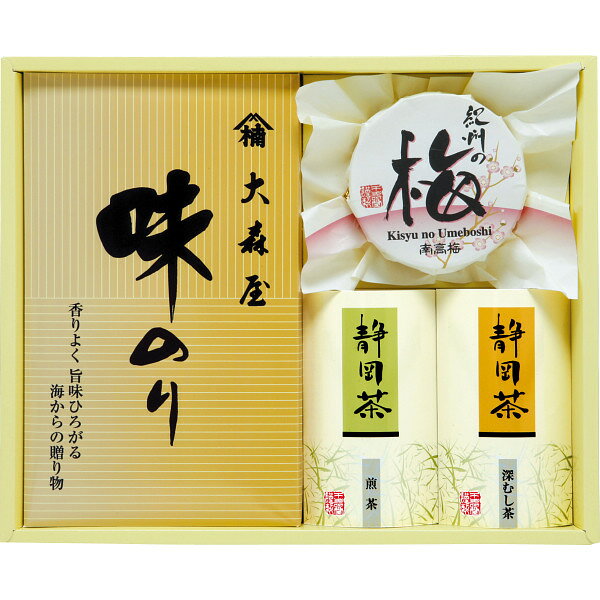商品説明和の食材が光る食品アソートセットです。●大森屋味のり(8切8枚×2)×1、静岡煎茶40g、静岡深蒸し茶40g、紀州南高梅80g(塩分約8%)ITEM INFORMATIONJAN4983740068119アレルギー表示特定原材料小麦、えび特定原材料に準ずるもの大豆、りんご