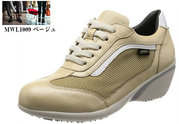 [マドラスウォーク]madras Walk MWL1009 GORE-TEX ゴアテックス ウェッジヒールカジュアルウォーキングスニーカー レディス 美脚効果のあるレースアップスニーカー。内側にファスナーを付け着脱しやすい