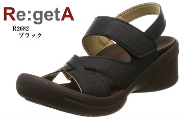 Re:getA R2682 バックストラップウェッジコンフォートサンダル (リゲッタ) レディス 調節可能な面テープタイプのベルトとバックベルトで足首をしっかりホールド 日本製