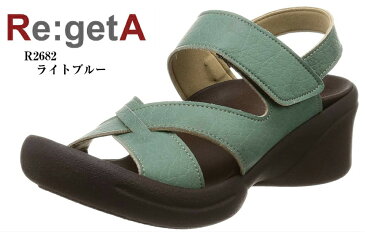Re:getA R2682 バックストラップウェッジコンフォートサンダル (リゲッタ) レディス 調節可能な面テープタイプのベルトとバックベルトで足首をしっかりホールド 日本製