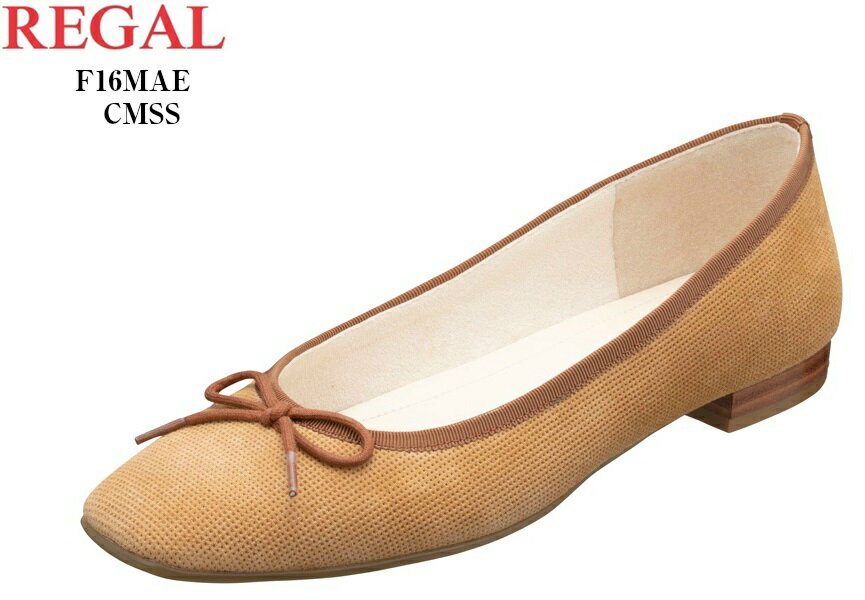 REGAL (リーガル)F16MAE リボン付きフラットラウンドパンプス 本革 その日の気分に合わせて 幅広いコーディネートに取り入れられるバレーシューズ レディス