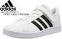 adidas GRANDCOURT C(アディダス) 子供用 グランドコート 0109 1275 Grand Court Shoes マジックコートスニーカー 着脱しやすいストラップの開閉部と伸縮性のあるシューレース キッズ ジュニア