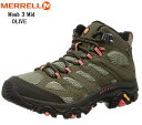 MERRELL (メレル)Moab 3 Synthetic Mid Gore-Tex レディス J500182 J500184 アウトドアトレッキングカジュアルシューズ トレッキングからタウンユースまで幅広い