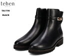 tehen(テーン)TN1799 エレガントカジュアルショートブーツ タンクソール仕様 サイドファスナー サイドについた金具がポイント カジュアルなタンクソール...
