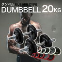 ダンベル ラバー シリコン 片手 10kg × 2個セット 合計20kg 両手用 ダンベル セット ラバータイプ シャフト プレート セット ダンベル..