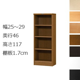 本棚・書棚　オーダーメイド　幅25〜29　奥行き46（ラージ）　高さ117cm(棚板1.7cm厚標準）