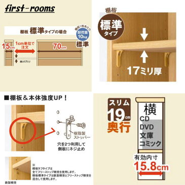 本棚・書棚　オーダーメイド　幅45〜59　奥行き19（スリム）　高さ178cm(棚板1.7cm厚標準）