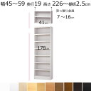 本棚・書棚・壁面収納 天井 突っ張り オーダーメイド 幅45〜59 奥行き19(スリム) 高さ226〜235cm (棚板2.5cm厚タフ)(3)