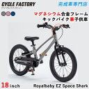 キックバイク兼子供用自転車 18インチ 完成品 組立済 幼児用自転車 トレーニングバイク 超軽量マグネシウム合金フレーム 軽量アルミニウム キックバイク ペダルなし自転車 ロイヤルベイビー Royalbaby EZ SPACE-SUPER LIGHT RB18-53
