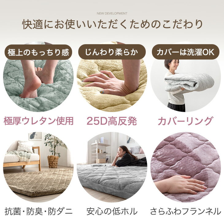 【4日20時~クーポン5%引】 超極厚60mm 洗える カバーリングラグ カバー ラグマット...