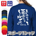 「五十歩でも百歩でも成長」メッセージ Tシャツ 長袖 ドライ メッシュ生地 速乾性 UVカット 全12色 140cm-5L