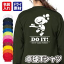 【卓球/アメリカン風デザイン】スポーツ Tシャツ 長袖 ドライ メッシュ生地 速乾性 UVカット 全12色 140cm-5L