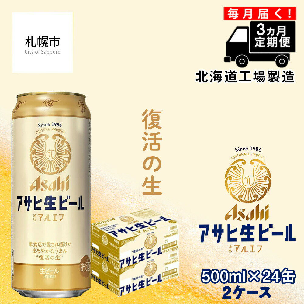 17位! 口コミ数「0件」評価「0」 【定期便3ヶ月】 アサヒ 生ビール ≪マルエフ≫ ＜500ml缶＞ 24缶入り 2ケース 北海道工場製造 アサヒビール 缶 ビール まとめ･･･ 