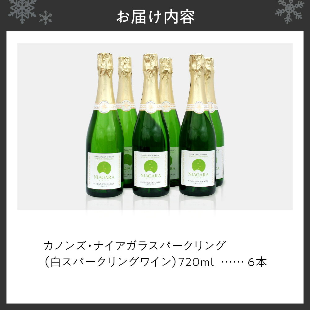 【ふるさと納税】 ★さっぽろ地ワイン★ スパークリングワイン 白ワイン 720ml 6本 セット すっきり 辛口 ドライ カノンズ・ナイアガラ スパークリング 白 ワイン 炭酸 ナイアガラブドウ お酒 アルコール 酒 八剣山ワイナリー 記念日 ギフト 北海道 札幌市 2