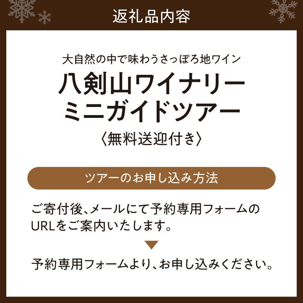 【ふるさと納税】 八剣山ワイナリー ミニガイドツアー 送迎付き ぶどう畑 醸造施設 見学 ワイン造り 体験 さっぽろ地ワイン 試飲 体験ツアー ワイナリー ワイン チケット 利用券 ガイド ツアー 観光 旅行 北海道 札幌市 f011002-sapporo-10003621 北海道札幌市 サンプル画像3