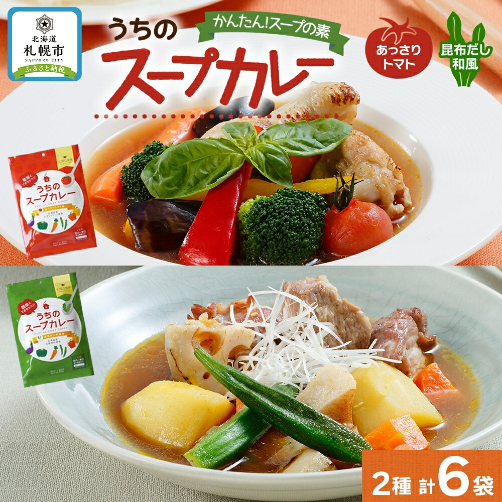 28位! 口コミ数「0件」評価「0」 スープカレーの素 うちのスープカレー 2種セットB 計6袋 トマト味 昆布だし和風味 小分け スープカレー スパイス スープ カレー お取･･･ 