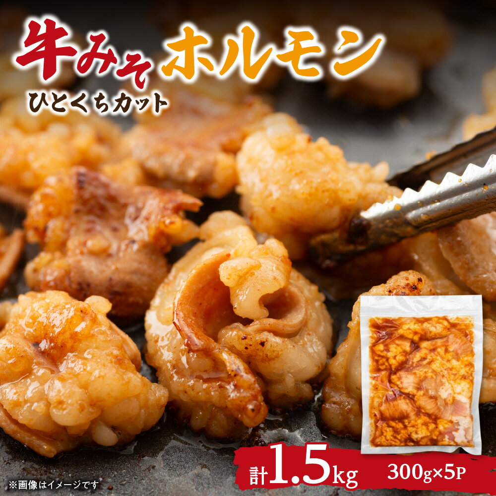 牛みそホルモン 300g×5パック 計1.5kg 一口サイズ 食べやすい 小分け 牛ホルモン シマチョウ 味付き 味噌 ホルモン 焼肉 BBQ おつまみ おかず 冷凍 北海道 札幌市