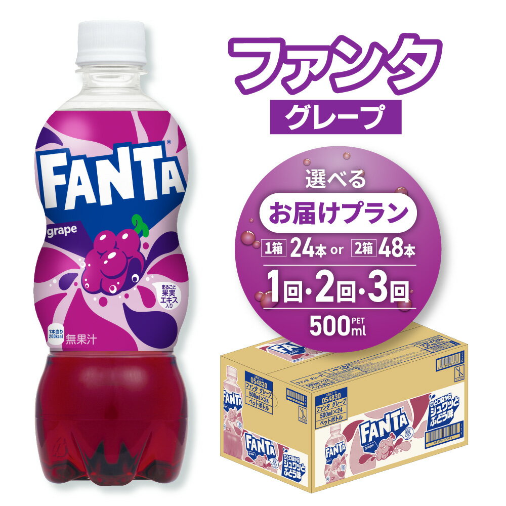 ファンタ グレープ [ 選べる 本数 お届け回数 ] 500ml 24本 48本 定期便 単品 2ヶ月 3ヶ月 炭酸飲料 フルーティー 炭酸 果実エキス ぶどう グレープフレーバー ペットボトル 飲料 ソフトドリンク コカ・コーラ 北海道 札幌市
