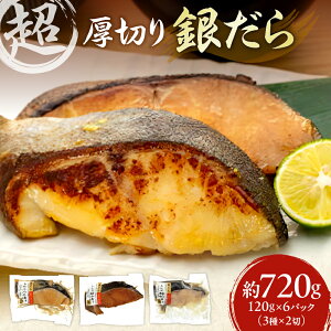 【ふるさと納税】 超厚切り 銀だら 6パック セット 切身 たら 食品 魚介 魚 おかず 詰め合わせ 冷凍 3種 食べ比べ 約720g 味噌 醤油 麹粕 お取り寄せ 札幌市