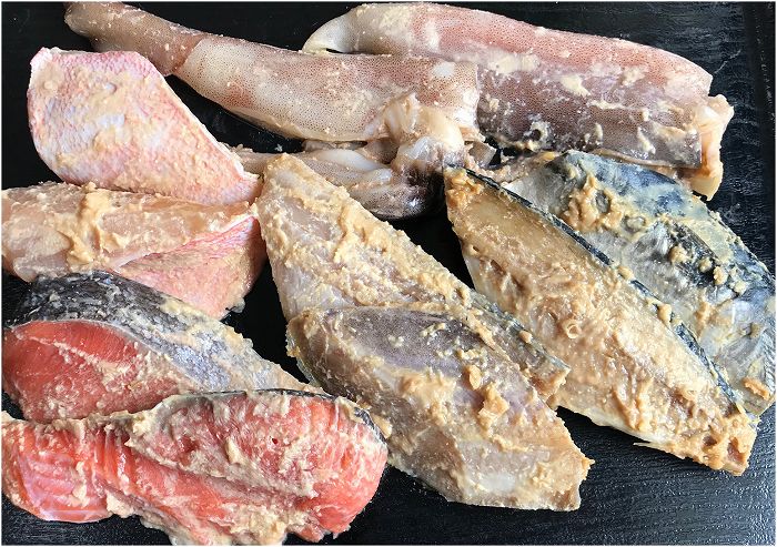 函館朝市味噌漬セット 漬け魚 漬魚 鮭 鯖 ほっけ 真いか 赤魚 惣菜 ご飯のお供 おかず 北海道 函館 はこだて