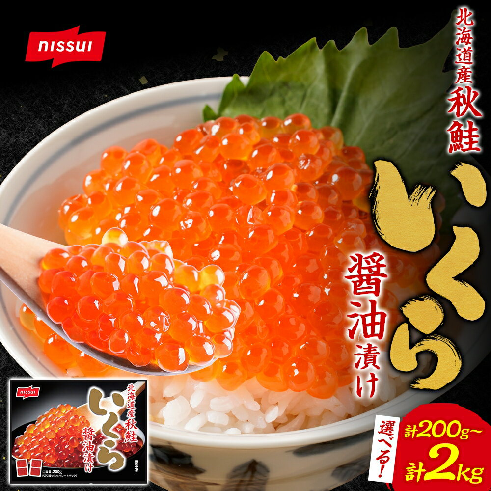 [決済より7日程度で発送][選べる内容量]北海道秋鮭いくら醤油漬け 計200g / 計400g / 計600g / 計1kg / 計2kg 1パック100g いくら イクラ 鮭卵 魚卵 魚介類 水産物 新鮮 海鮮 しょうゆ 冷凍 北海道産 国産 北海道 小樽市 送料無料