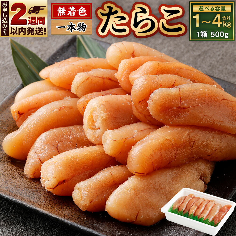 【ふるさと納税】【数量が選べる】無着色 たらこ (一本物) 1kg (500g×2) / 1.5kg (500g×3) / 2kg (500g..