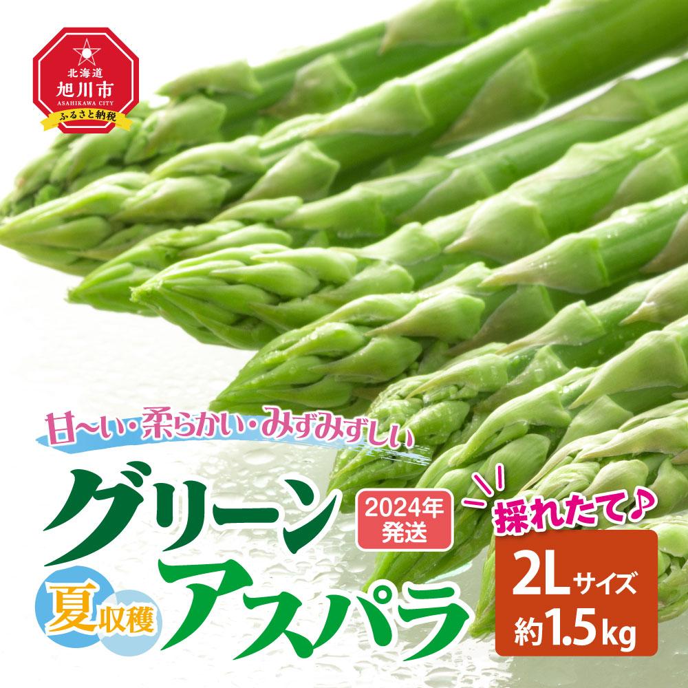 【ふるさと納税】【先行予約】夏収穫グリーンアスパラ 2Lサイズ 1.5kg (2024年7月下旬～発送開始予定）_00415 | 野菜 アスパラ アスパラガス グリーンアスパラ 旭川市ふるさと納税 北海道ふるさと納税