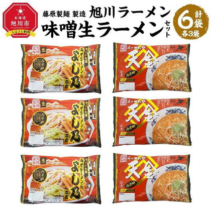 【母の日ギフト】藤原製麺 製造　旭川ラーメン 味噌生ラーメンセット ( よし乃味噌、天金味噌 )各2袋入り×3袋_03755 | 麺 食品 加工食品 人気 おすすめ 送料無料