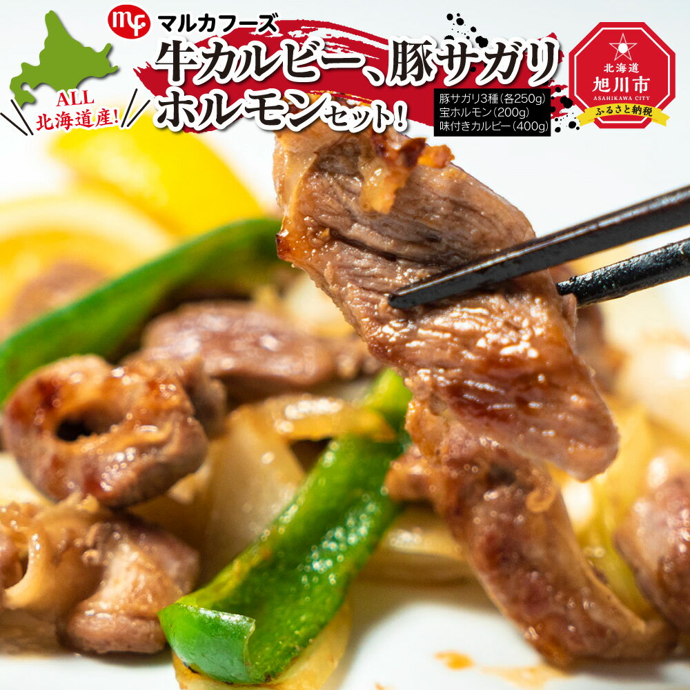 ALL北海道産!牛カルビー、豚サガリ、ホルモンセット_01305 | 豚肉 サガリ 牛肉 カルビ 味付き ホルモン セット 旭川市ふるさと納税 北海道ふるさと納税 送料無料