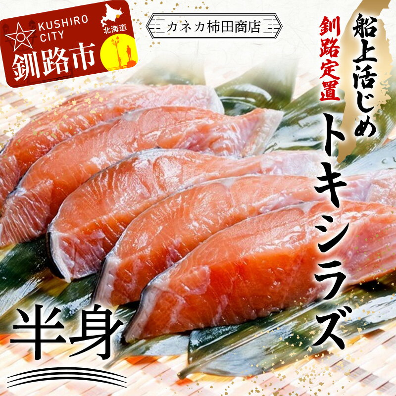 【ふるさと納税】新もの 船上活じめ 釧路 定置 トキシラズ の 半身 (約1kg) ふるさと納税 鮭 サケ 魚 時不知鮭 甘塩 魚介 海産物 F4F-2440のサムネイル