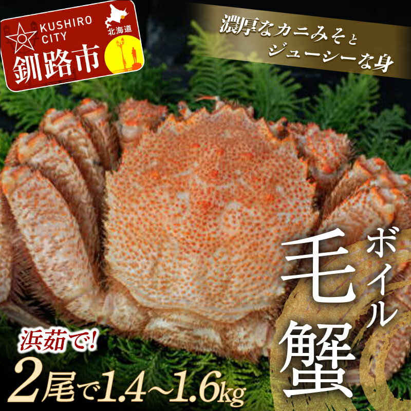 ボイル毛ガニ(冷凍)2尾で1.4〜1.6kg前後 北海道 釧路 ふるさと納税 特大 ゆで 茹で かに カニ 蟹 毛がに けがに 濃厚 魚介 贅沢 甘い かにみそ