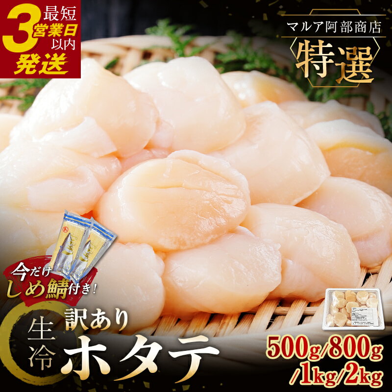 【ふるさと納税】 ＼今だけしめ鯖付き／ 生産者応援 訳あり 生冷 ホタテ 500g 800g 1kg 2kg 【容量が選べる】 訳あり品 フードロス 不揃い たっぷり 大粒 北海道 オホーツク 海鮮 貝柱 ほたて …