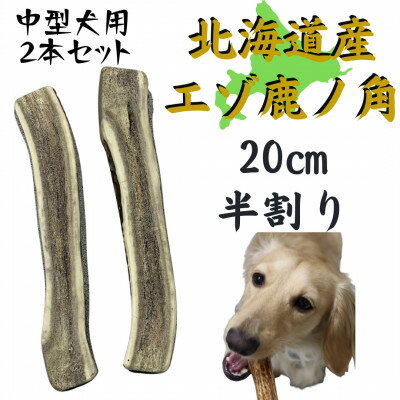 鹿の角 半割り 20cm 2本 犬のおもちゃ デンタルケア 中型犬用