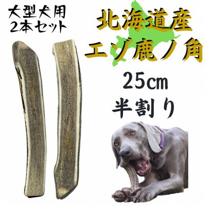 鹿の角 半割り 25cm 2本 犬のおもちゃ デンタルケア 大型犬用