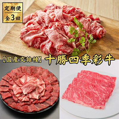 【ふるさと納税】【毎月定期便】十勝四季彩牛　焼肉・切落し・すき焼きセット 全3回【配送不可地域：離島】【4012926】